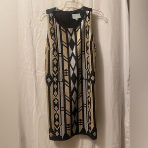 Skies Are Blue Black and Gold Sheath Midi Dress